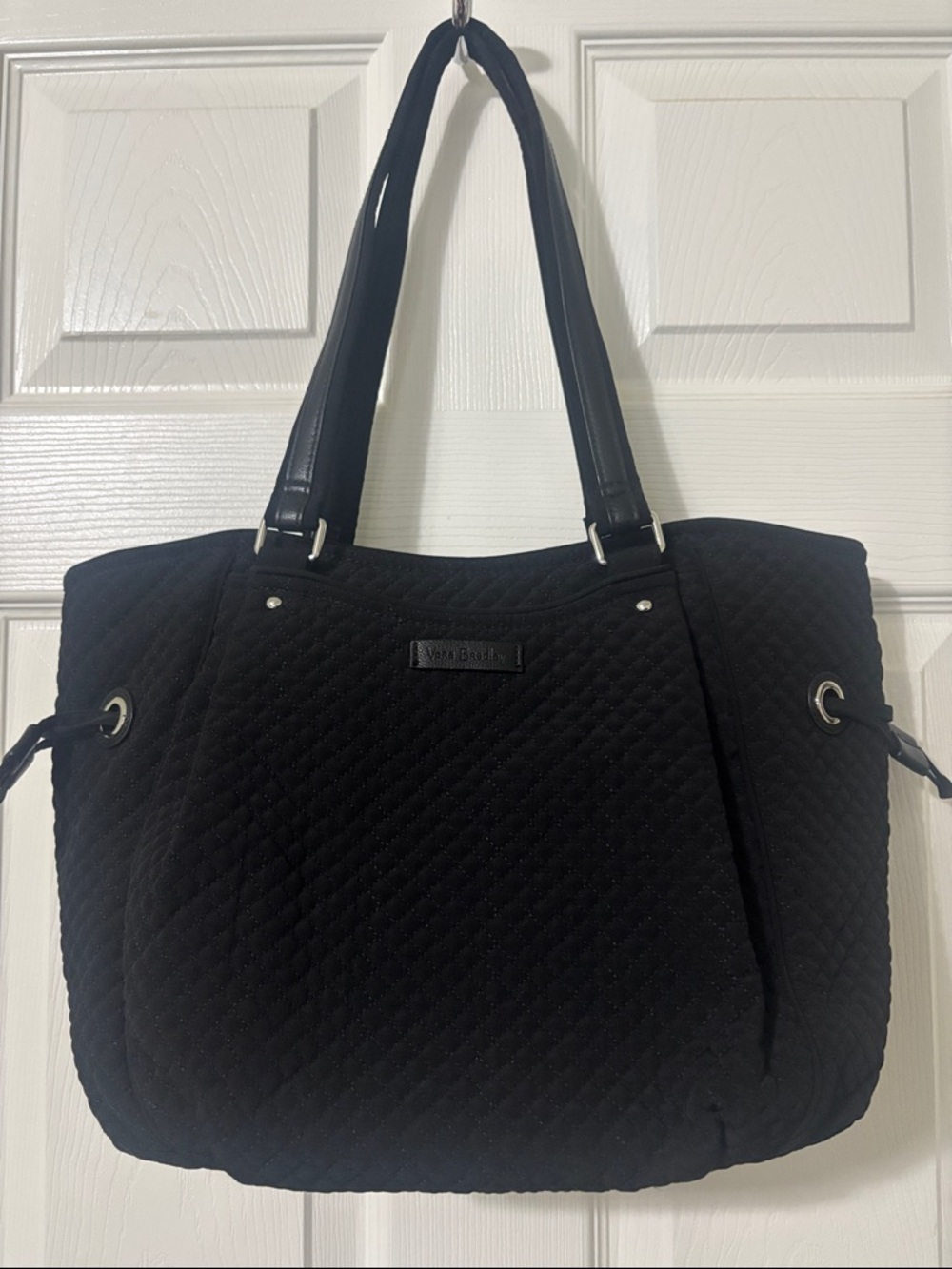 Vera Bradley Black Quilted microfiber Glenna Satchel